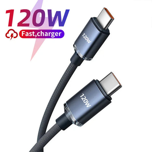 120W 7A Type C to Type C Cable For Iphone 15 Xiaomi Samsung Mobile Phone Fast Charge USB C Cable Type C Quick Data Charger Lines